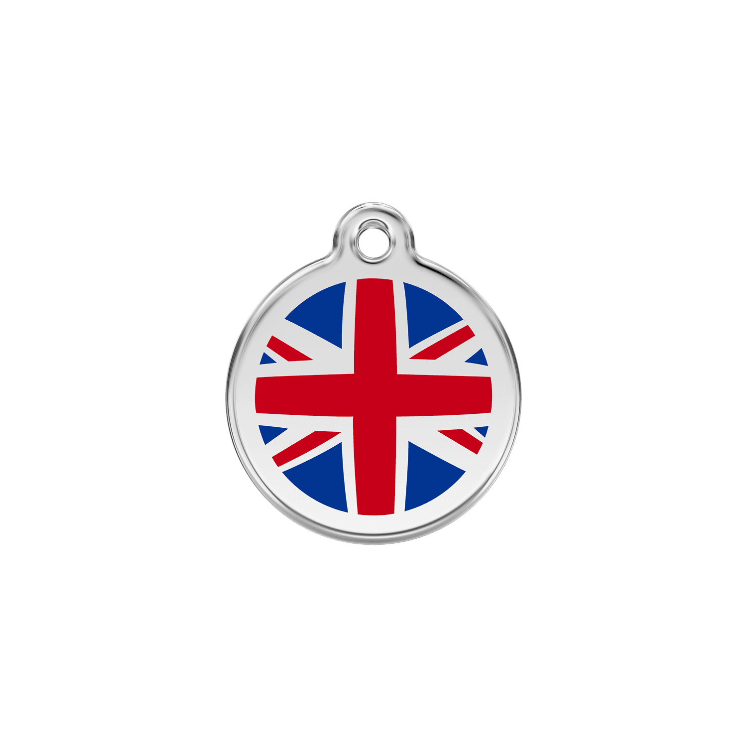 Vue avant - Médaille personnalisée pour chien/chat Red Dingo Émail/Acier inoxydable Drapeau britannique Bleu foncé - Größe S - 01-UK-DB-SM