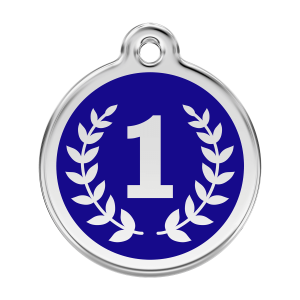 Hundemarke Gewinner Dunkelblau L aus Emaille und Edelstahl
