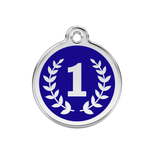 Hundemarke Gewinner Dunkelblau M aus Emaille und Edelstahl