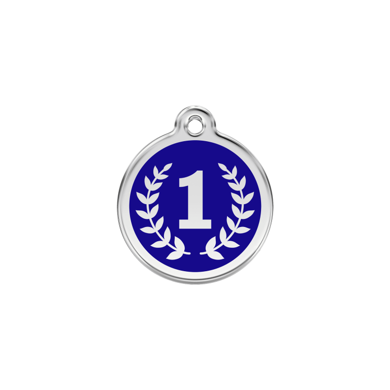 Vue avant - Médaille personnalisable pour chien/chat Red Dingo Émail/Acier inoxydable Bleu foncé - Größe S