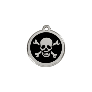 Katzenmarke S Totenkopf Schwarz Emaille Edelstahl