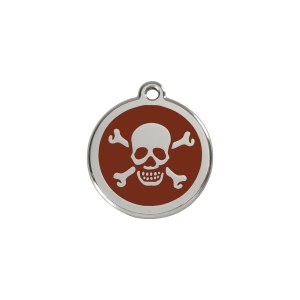 Katzenmarke Klein Totenkopf Braun Emaille Edelstahl