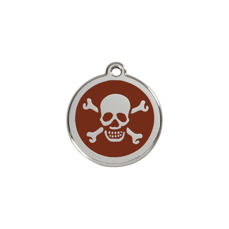 Vue avant - Médaille personnalisée en émail et acier inoxydable Red Dingo - Tête de mort brun - Größe S