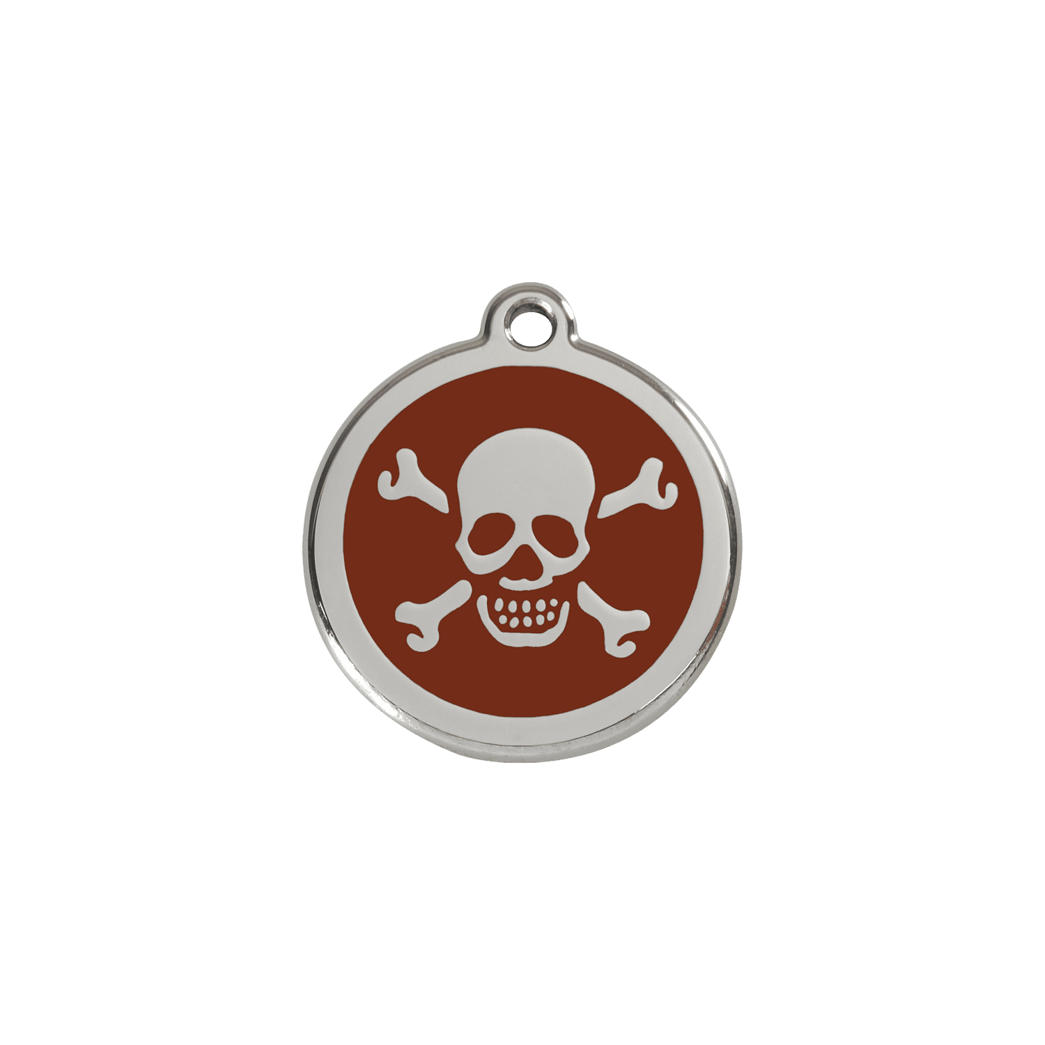 Vue avant - Médaille personnalisée en émail et acier inoxydable Red Dingo - Tête de mort brun - Größe S