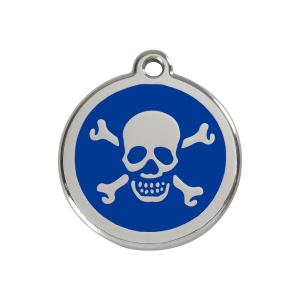 Hundemarke Totenkopf dunkelblau Emaille Größe M