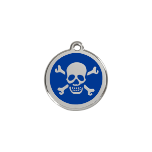 Katzenmarke Klein Totenkopf Dunkelblau Emaille Edelstahl