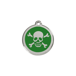 Katzenmarke Klein Totenkopf Grün Emaille Edelstahl