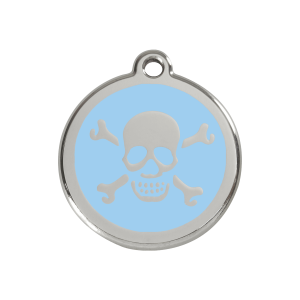 Hundemarke Totenkopf hellblau Emaille Edelstahl Größe M