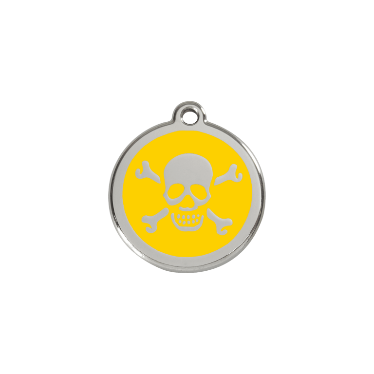 Vue avant - Médaille personnalisée pour chat en émail jaune Red Dingo 20mm - Réf : 01-XB-YE-SM
