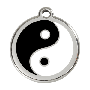 Hundemarke Ying und Yang aus schwarzem Emaille, Größe L