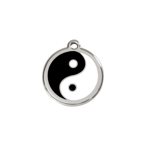 Katzenmarke Ying und Yang Klein Schwarz Emaille