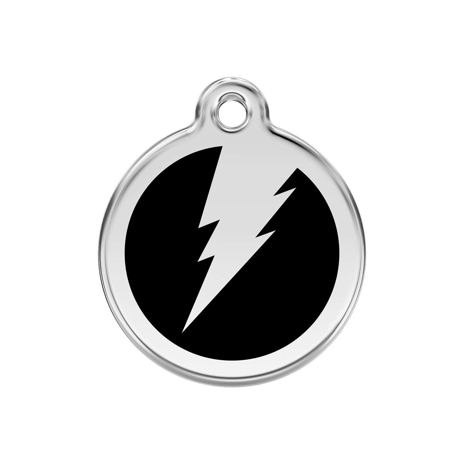 Vue avant - Médaille personnalisée pour chien Red Dingo Émail et acier inoxydable - Motif éclair noir - Größe M
