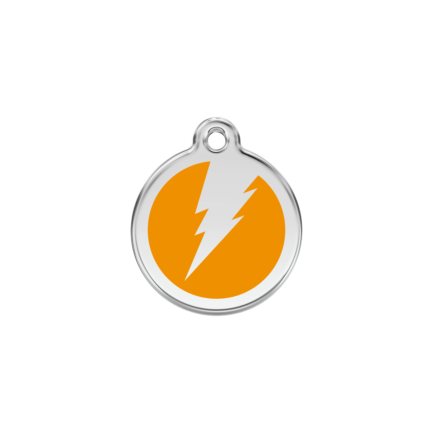 Vue avant - Médaille personnalisable pour chien/chat Red Dingo Émail et acier inoxydable - Motif éclair - Orange - Größe S