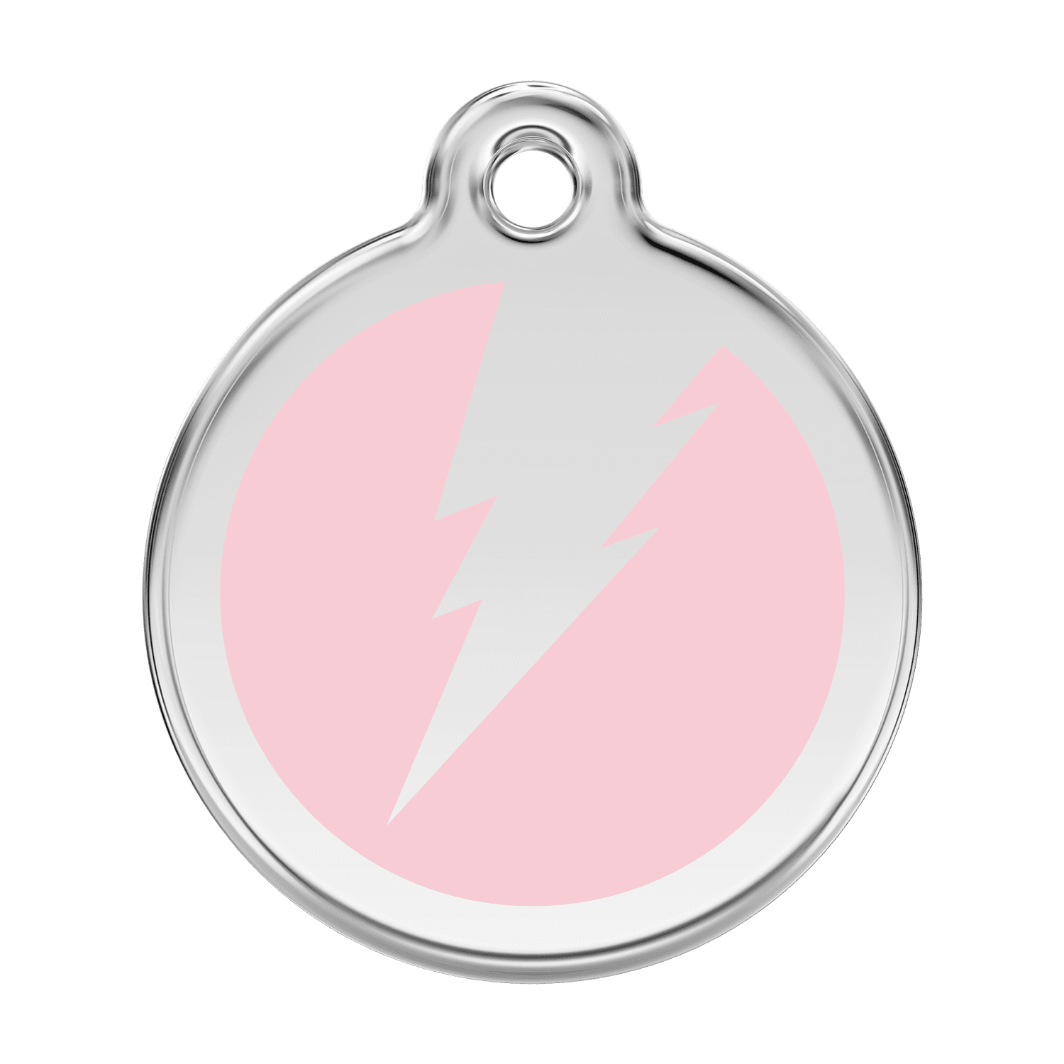 Vue avant - Médaille personnalisable pour chien Red Dingo Émail et acier inoxydable - Motif éclair - Rose - Größe L