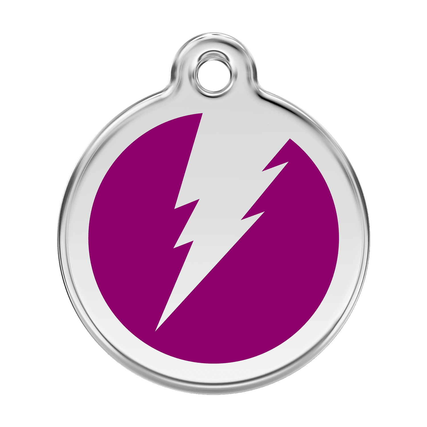 Vue avant - Médaille personnalisable pour chien Red Dingo Émail et acier inoxydable Violet Clair - Größe L