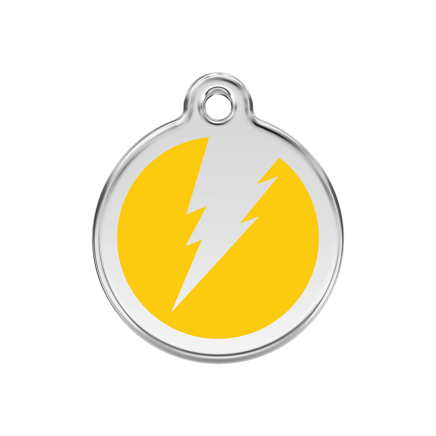 Vue avant - Médaille personnalisée pour chien/chat Red Dingo Émail et acier inoxydable Jaune 30mm - 01-ZF-YE-ME