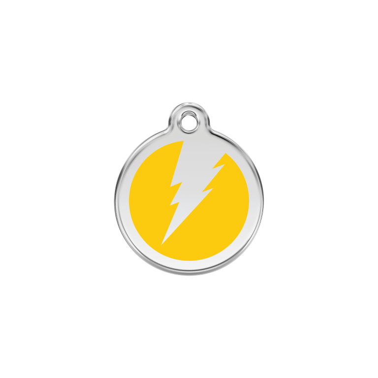 Vue avant - Médaille personnalisable pour chien/chat Red Dingo Jaune 20.00mm - Émail et acier inoxydable