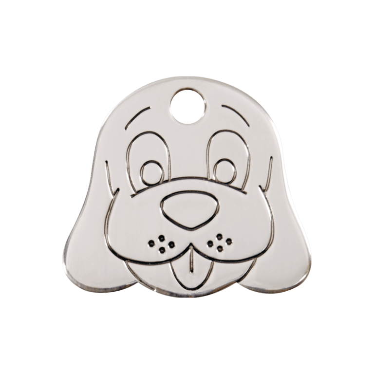 Vue avant - Médaille personnalisée pour chien Red Dingo en acier inoxydable - Tête de chien - Größe M