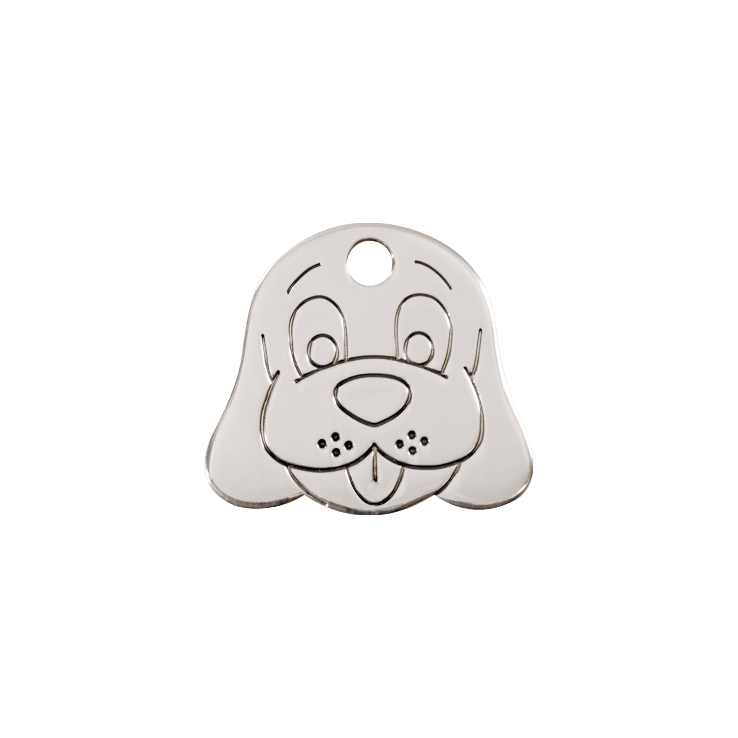 Vue avant - Médaille personnalisée Red Dingo pour chien ou chat - Plat acier inoxydable - Tête de chien - Größe S