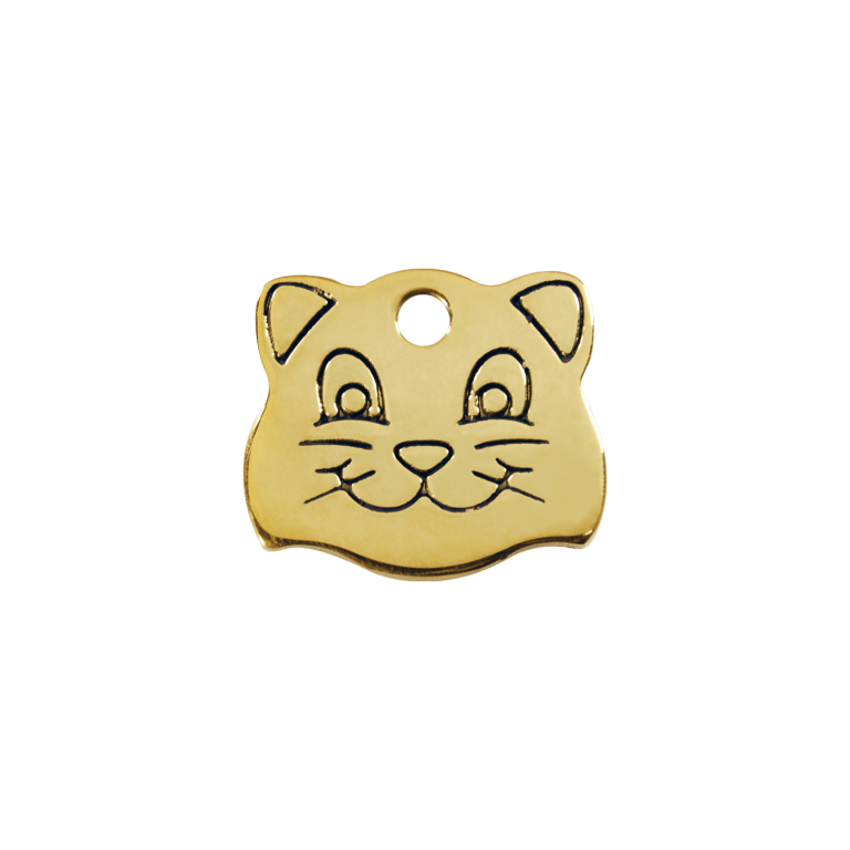 Vue avant - Médaille personnalisée pour chat Red Dingo Laiton plat - Tête de chat - Größe S