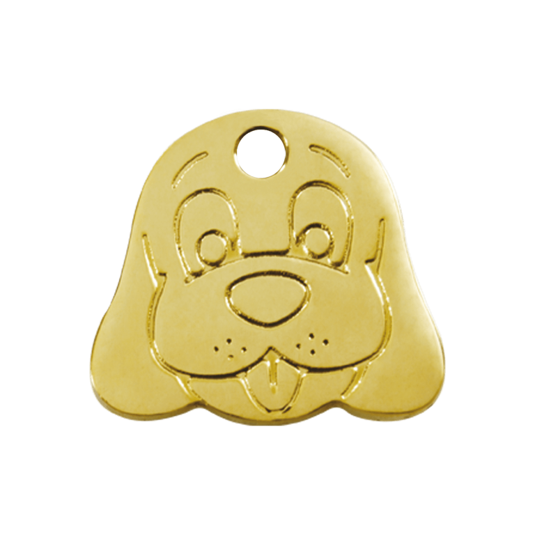 Vue avant - Médaille personnalisable Red Dingo Laiton plat - Tête de chien - Größe M
