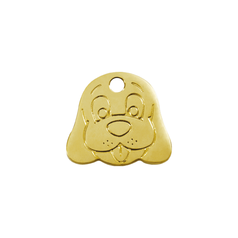 Vue avant - Médaille personnalisable Red Dingo Laiton plat - Tête de chien - Größe S