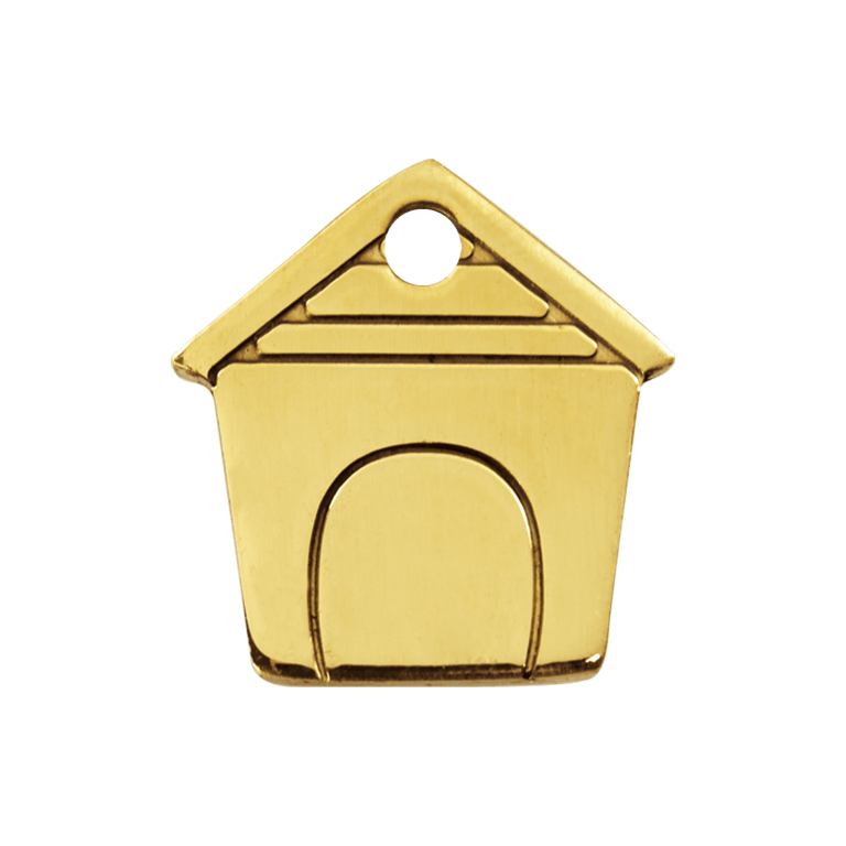 Vue avant - Médaille personnalisée pour chien Red Dingo Laiton plat - Motif Niche - Größe M