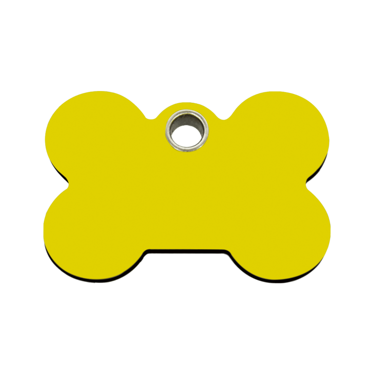 Vue avant - Médaille personnalisable pour chien - Red Dingo Plastique Plat Os Jaune - Größe M