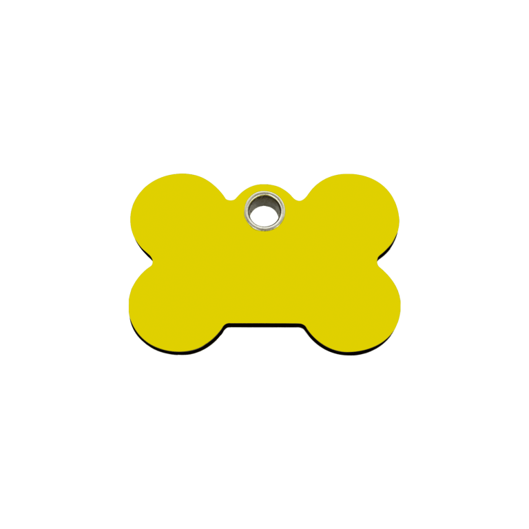 Vue avant - Médaille personnalisable pour chien/chat Red Dingo Os Jaune Größe S