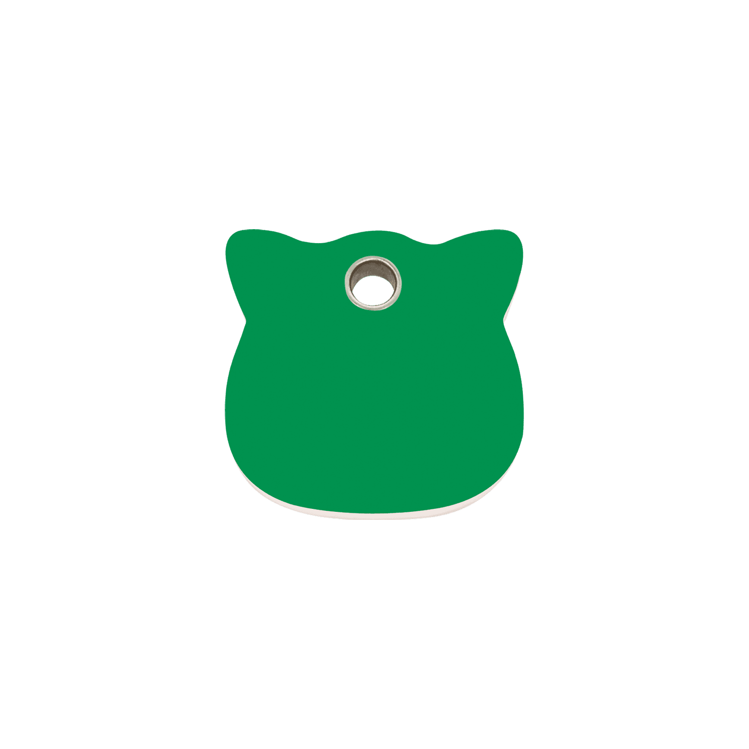 Vue avant - Médaille personnalisée pour chat Red Dingo - Kollektion Plastique Plat - Tête de chat - Vert - Größe S