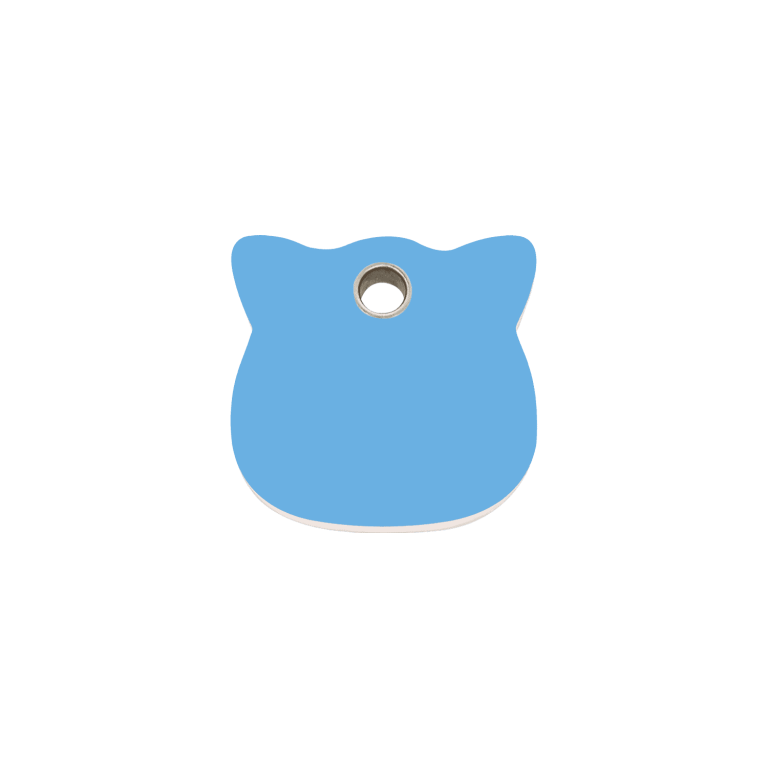 Vue avant - Médaille personnalisable pour chat Red Dingo - Plastique plat bleu clair - Größe S