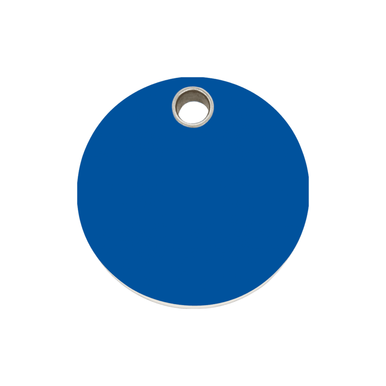 Vue avant - Médaille personnalisable pour chien Red Dingo Plastique plat Cercle Bleu foncé - Größe M