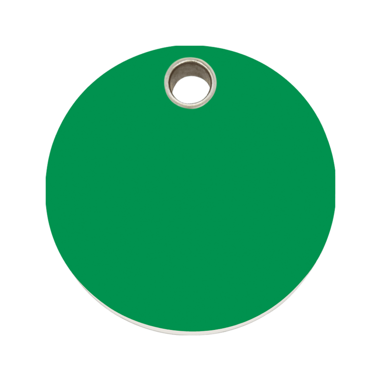 Vue avant - Médaille personnalisée pour chien - Red Dingo - Plastique plat vert - Größe L