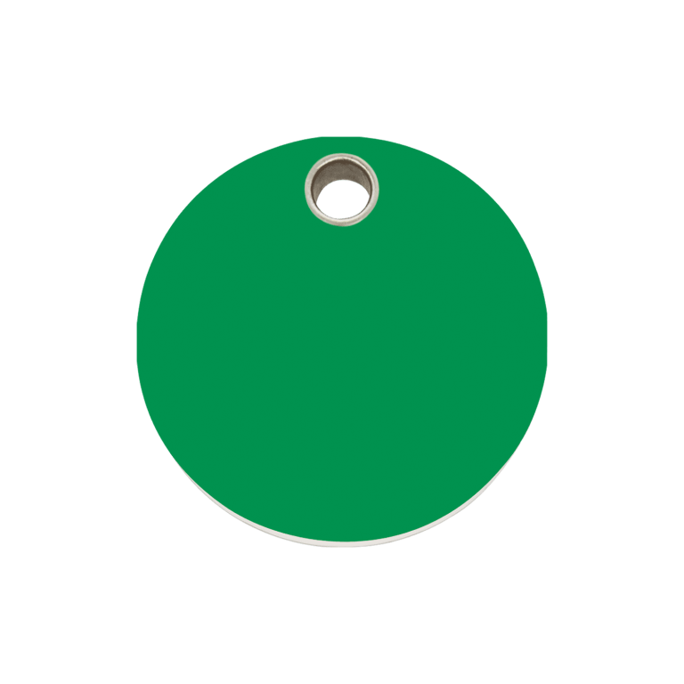 Vue avant - Médaille personnalisée pour chien - Red Dingo 04-CL-GR-ME - Cercle vert - Größe M