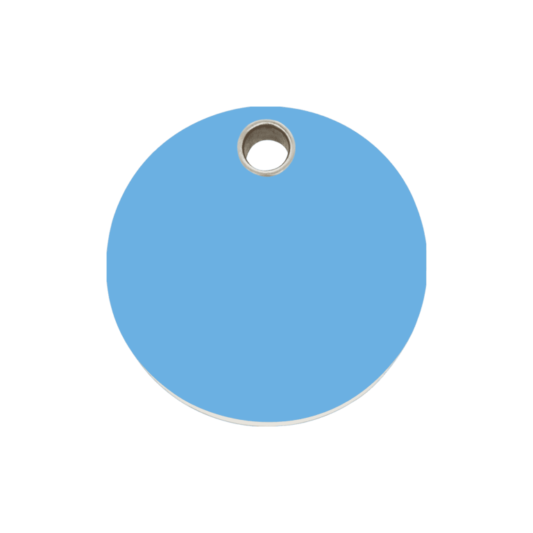 Vue avant - Médaille personnalisable pour chien - Red Dingo Plastique Plat Cercle Bleu Clair Größe M