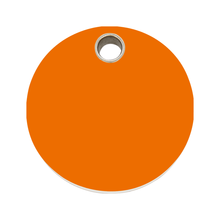 Vue avant - Médaille personnalisée pour chien Red Dingo Plastique plat Cercle Orange Größe L