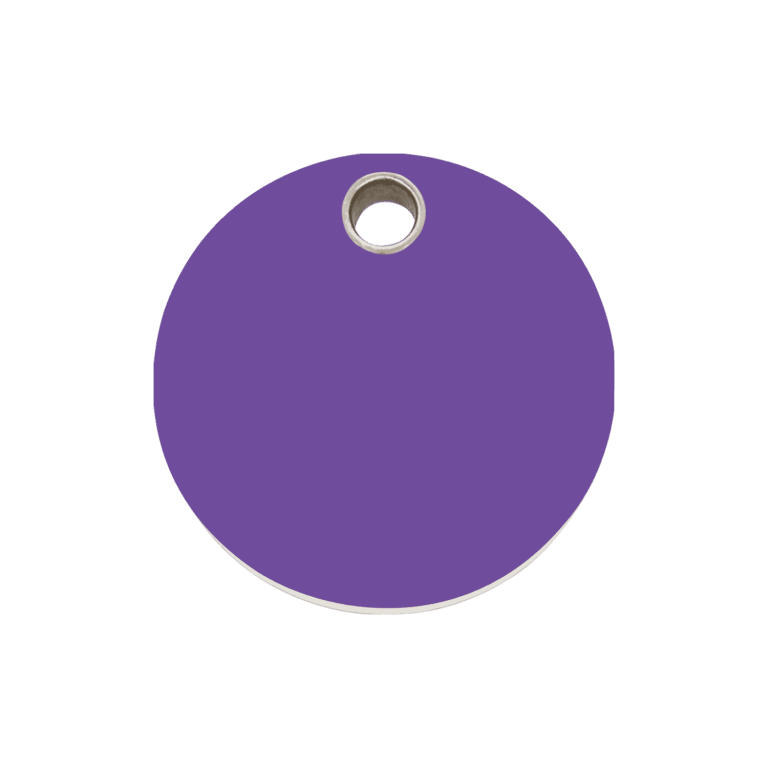 Vue avant - Médaille personnalisée pour chien ou chat - Red Dingo - Plastique plat violet - Größe M