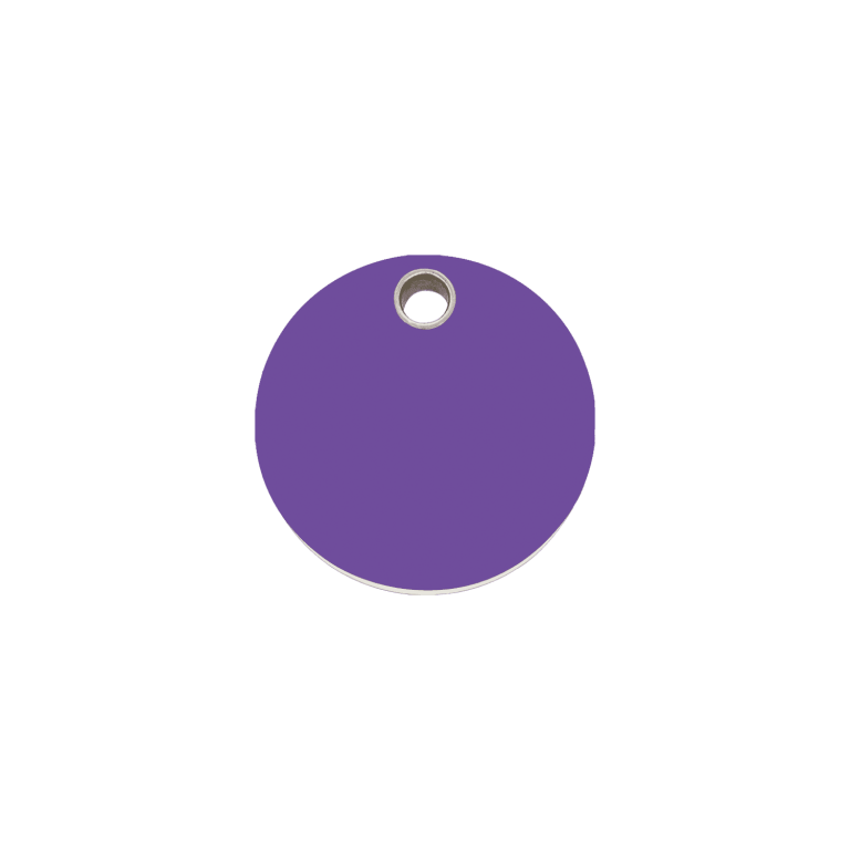 Vue avant - Médaille personnalisée pour chien/chat Red Dingo violet - Größe S - Gravure - 04-CL-PU-SM