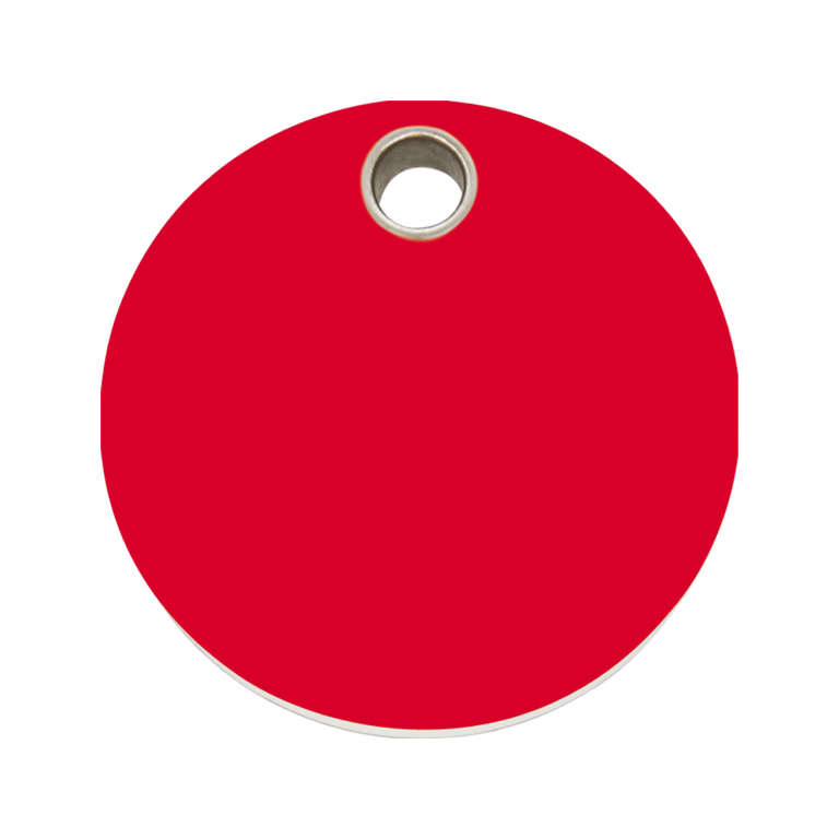 Vue avant - Médaille personnalisée pour chien Red Dingo - Plastique plat rouge - Größe L