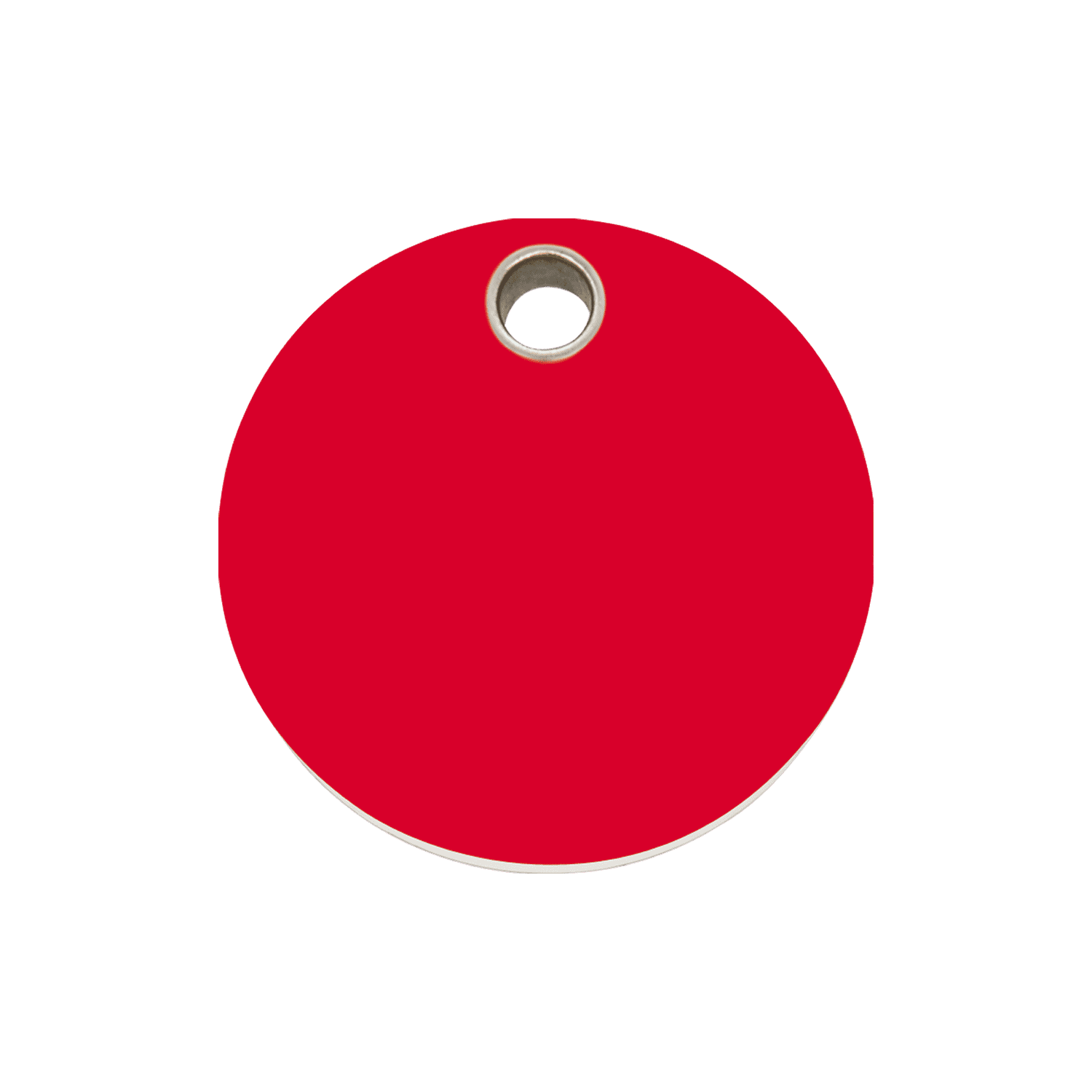Vue avant - Médaille personnalisable Red Dingo pour chien ou chat - Plastique plat - Cercle rouge - Größe M - Gravure incluse