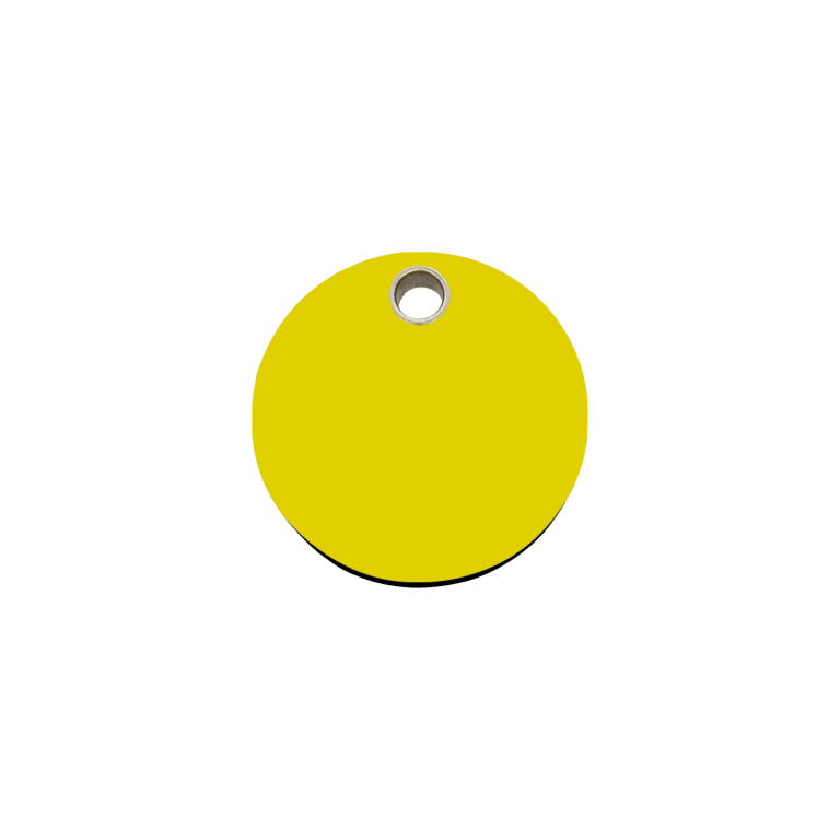 Vue avant - Médaille personnalisable Red Dingo jaune S pour chien/chat - gravure incluse