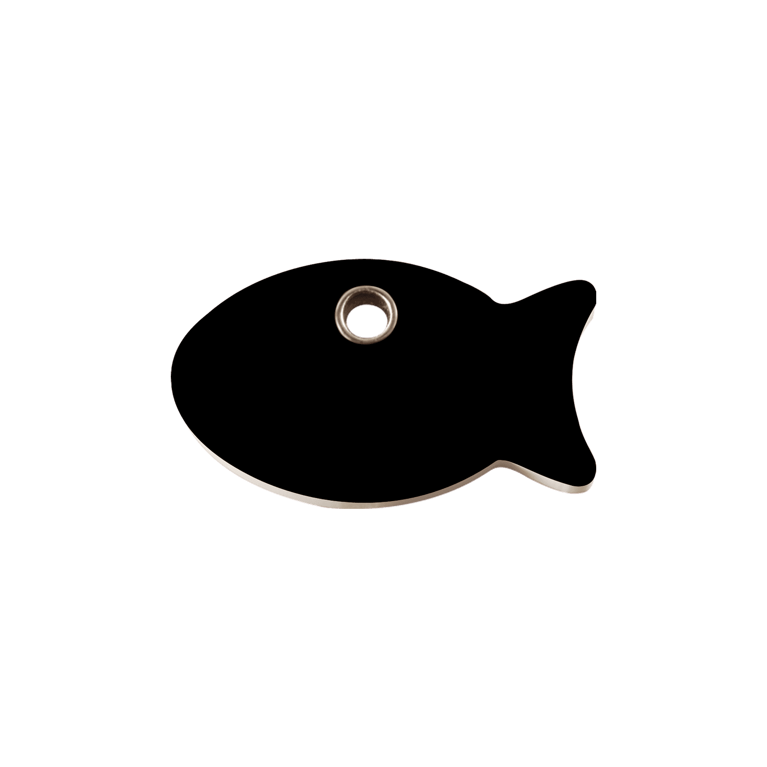 Vue avant - Médaille personnalisable pour chat Red Dingo Plastique Plat Poisson Noir Größe S