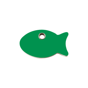 Katzenmarke Kunststoff flach S mit Fisch-Motiv grün