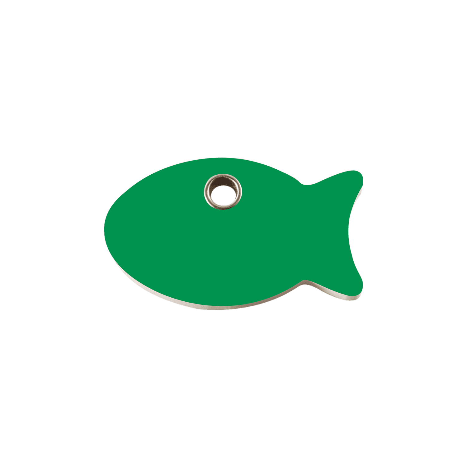 Vue avant - Médaille personnalisée pour chat Red Dingo Plastique plat motif poisson vert - Größe S
