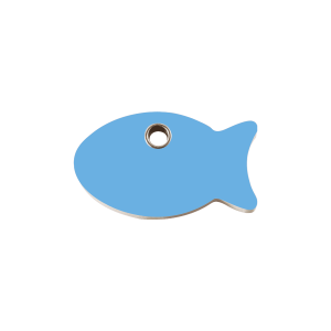 Hundemarke flach Kunststoff hellblauer Fisch klein