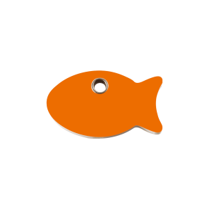 Hundemarke Kunststoff flach Orange mit Fisch-Motiv S
