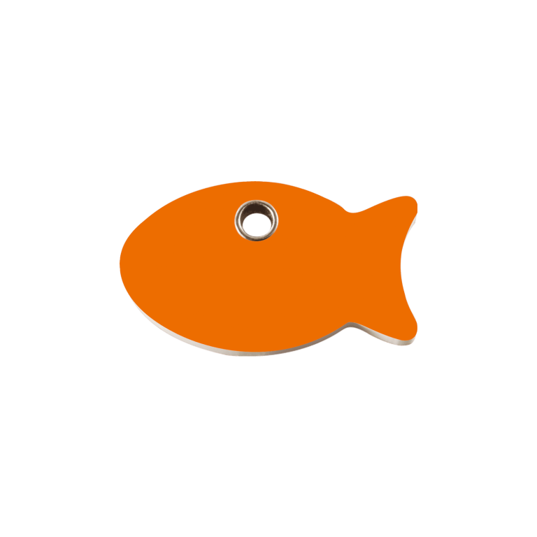 Vue avant - Médaille personnalisée pour chien/chat Red Dingo Poisson Orange S - Gravure incluse