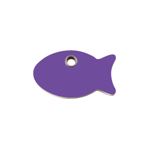 Hundemarke Kunststoff flach klein mit violettem Fisch-Motiv