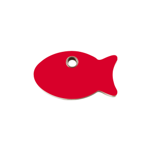 Hundemarke Fisch Rot Kunststoff flach klein