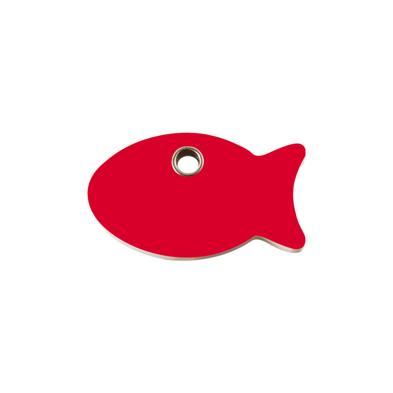 Vue avant - Médaille personnalisée pour chien ou chat - Red Dingo Plastique plat Poisson Rouge - Größe S
